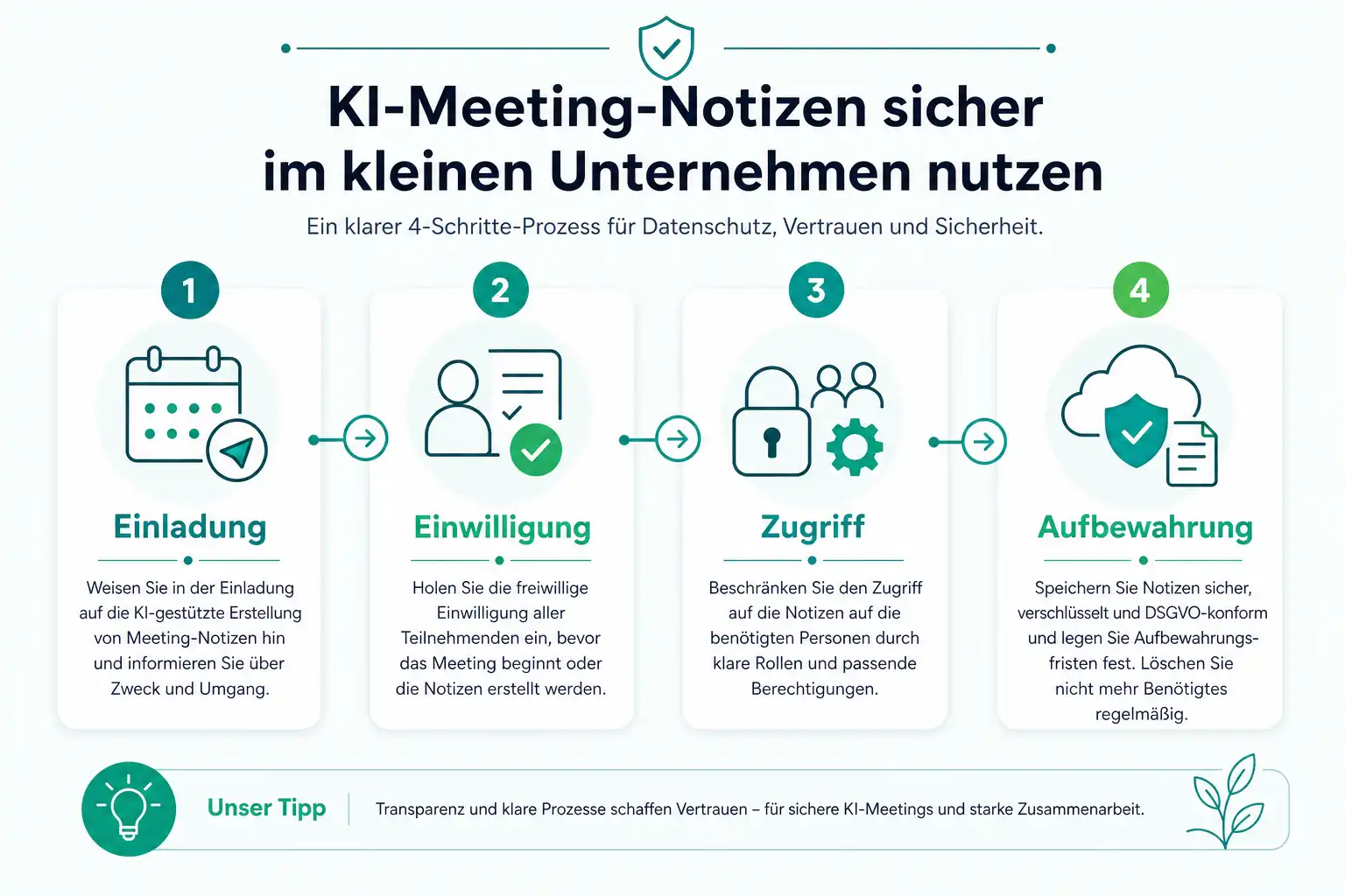 Infografik: KI-Meetingnotizen sicher nutzen: So schützt du vertrauliche Gespräche im Team